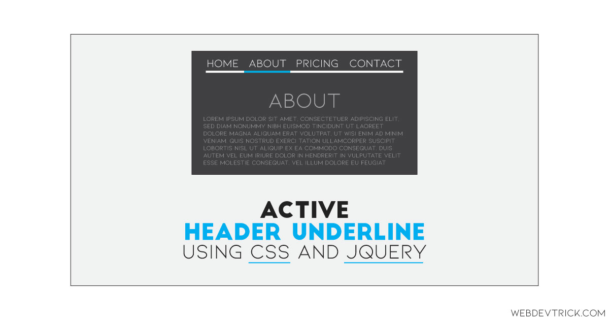planter betreden Verovering Header Underline Active Item Using CSS and jQuery | Indicate Active Link