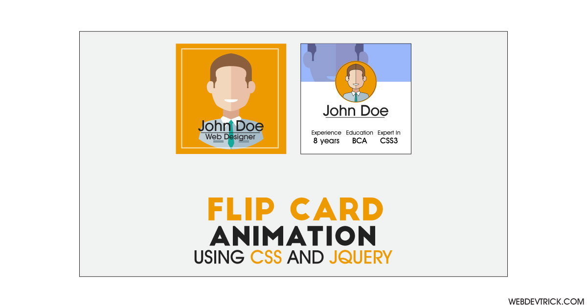 Card Flip Animation Using CSS and jQuery | Flipping Profile Cards