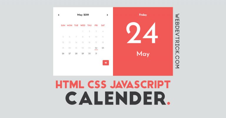 HTML CSS JavaScript Calendar | Animated JQuery Calendar