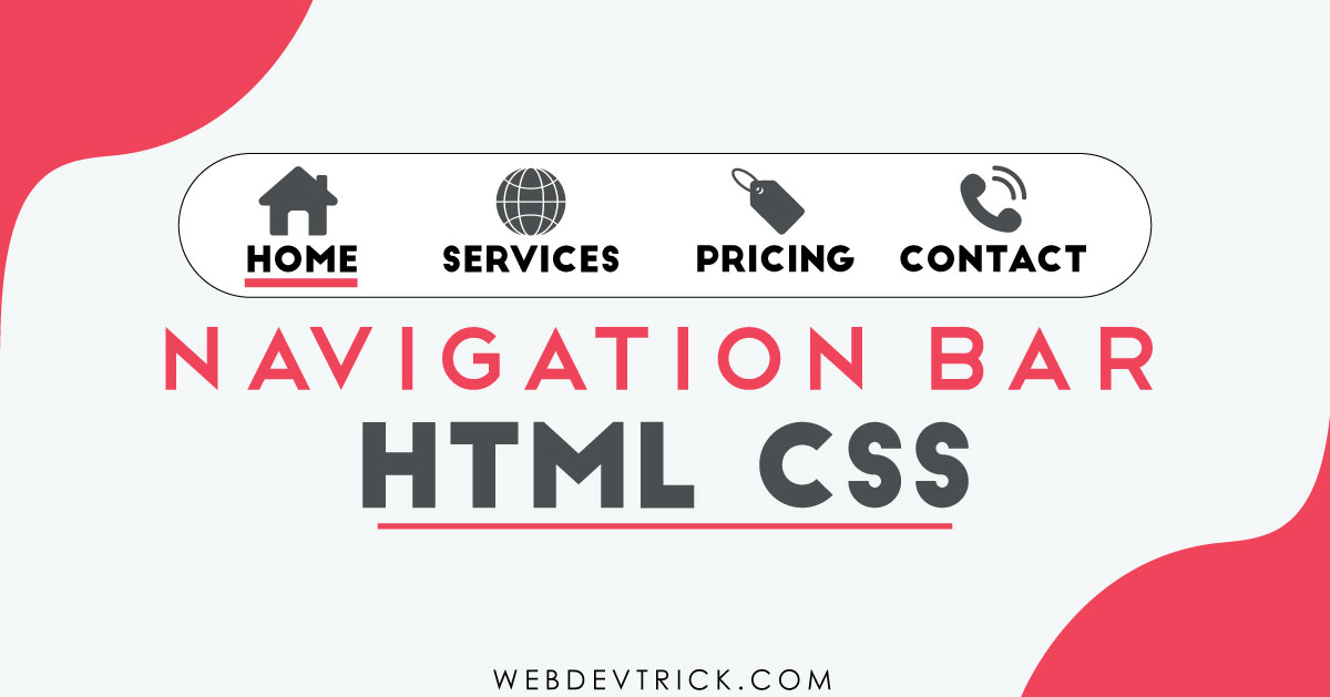 HTML CSS Navigation Bar With Mouse Hover Effect | Simple Navbar