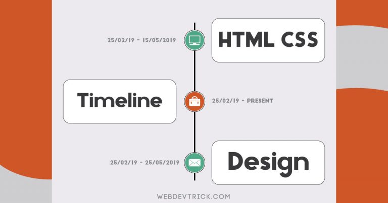 HTML CSS Timeline Design | Vertical Timeline Example