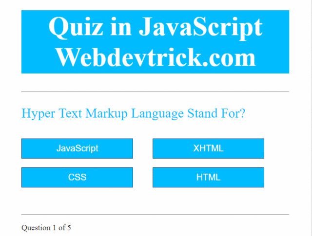 JavaScript Quiz Program | How to Create JS Quiz App