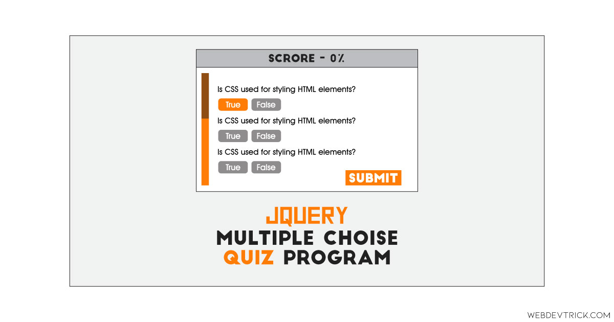 jQuery Quiz Program With Multiple Choice Questions
