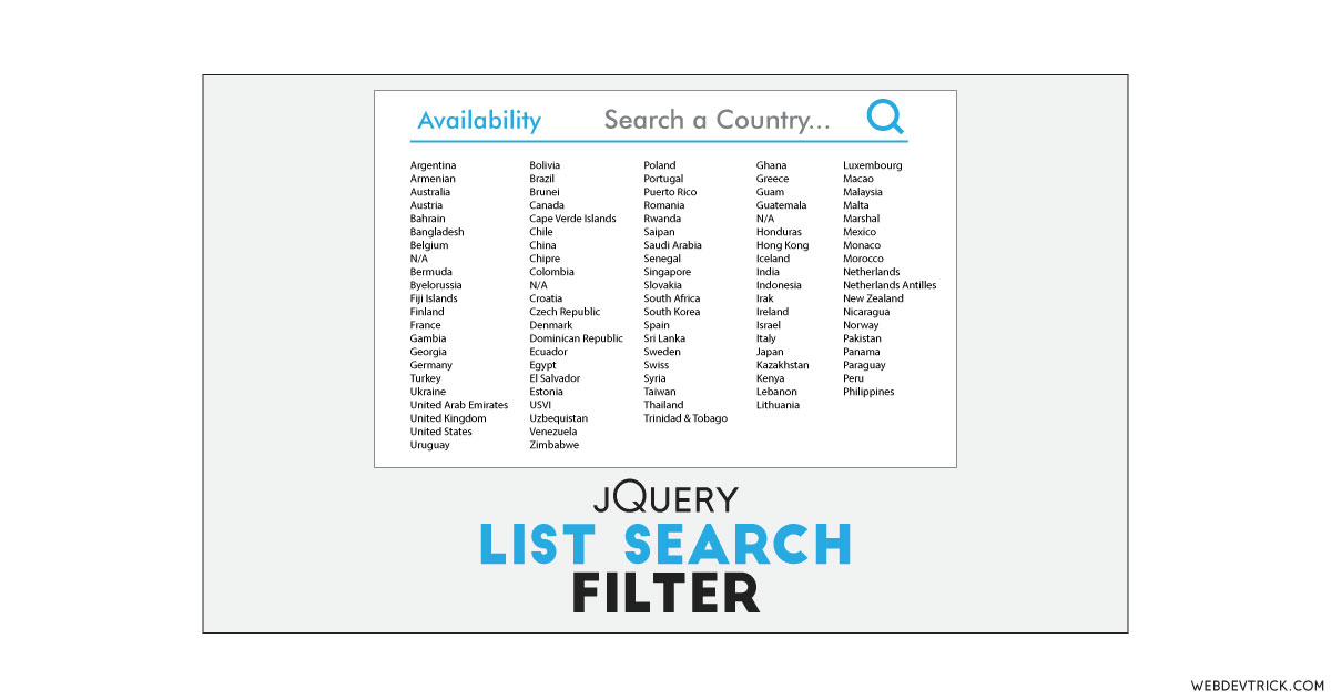 jQuery Search List With Bootstrap Layout | Search List Filter Program
