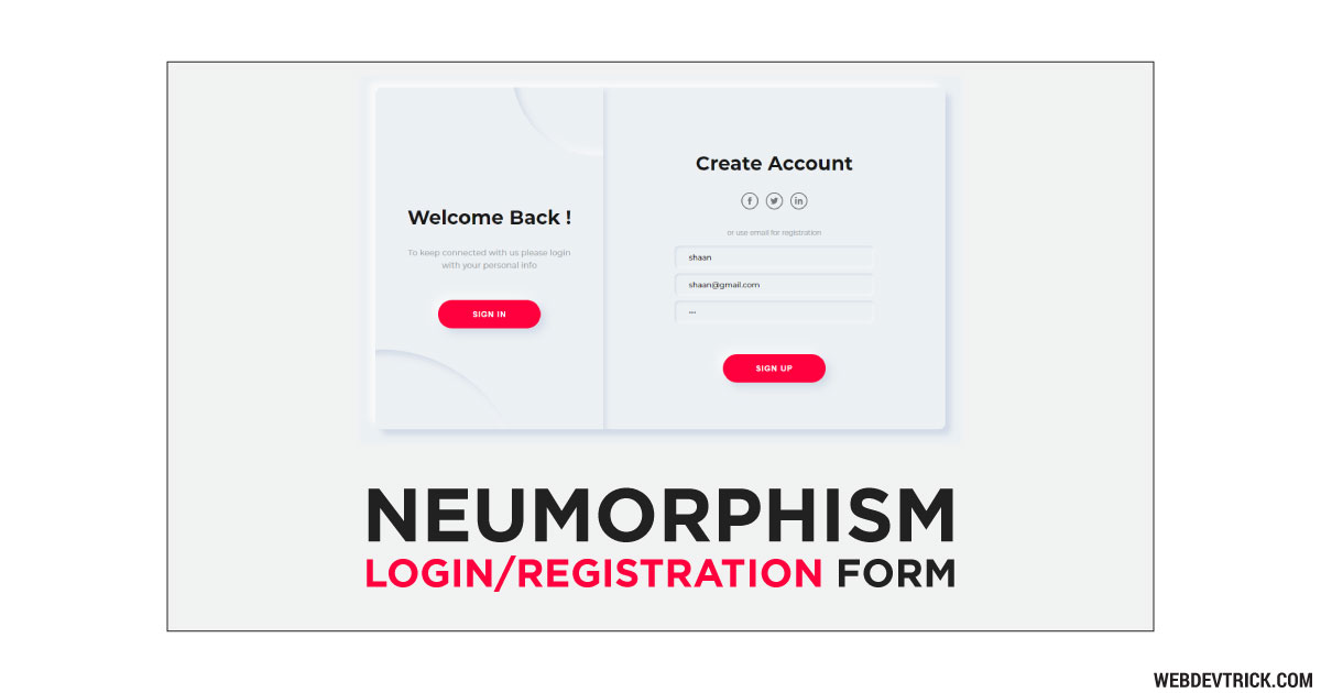 neumorphism login register form
