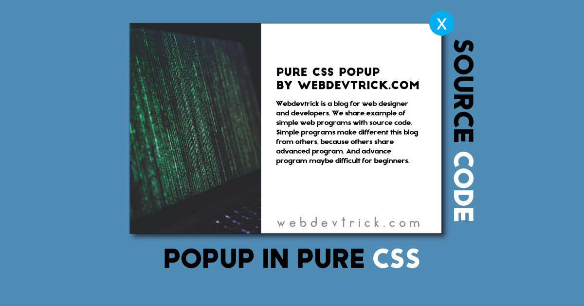 Popup In Pure CSS and HTML | Get Example With Source Code