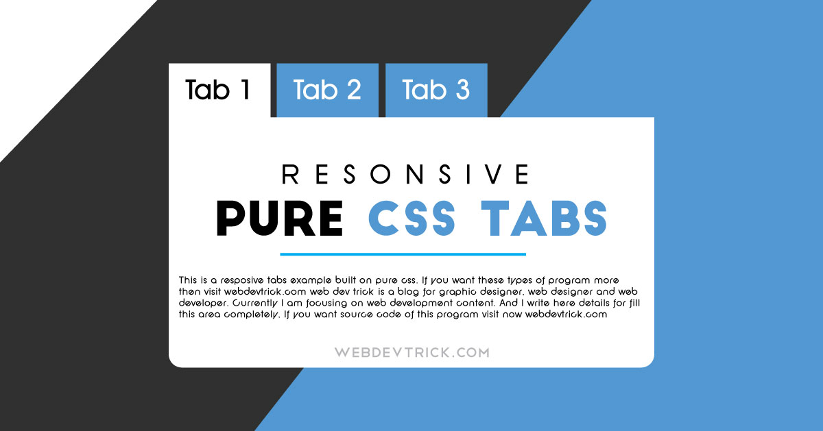 Pure CSS Tabs With Responsive Design | Example and Source Code